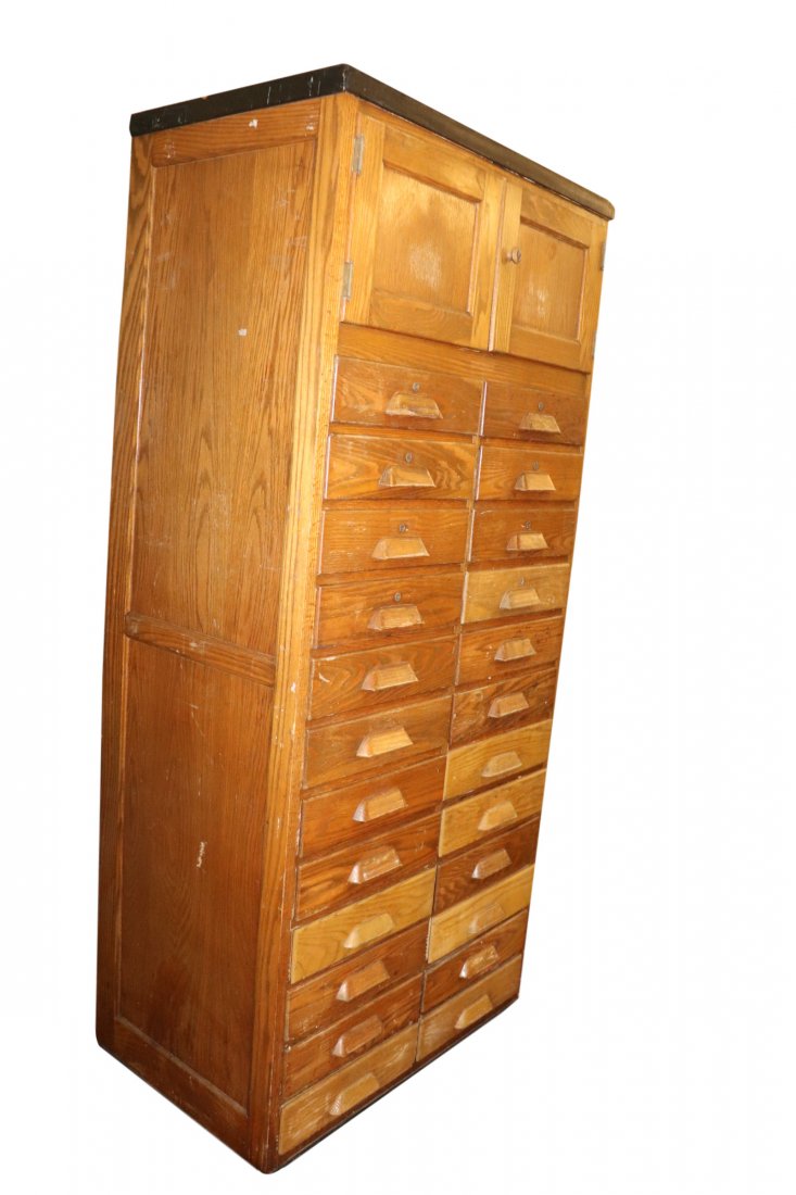 Antique Oak Tall 24 Drawer Cabinet. (1 of 2)