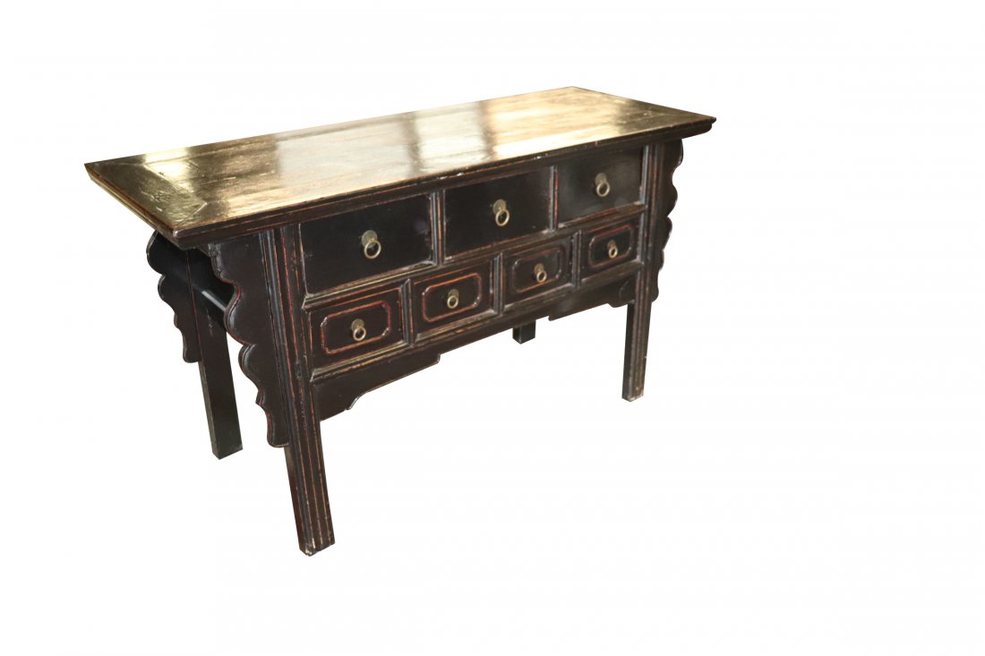 Chinese Black Painted Long Console Table (1 of 3)