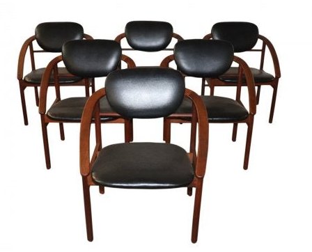 Set of 6 MCM Hans Wegner Style Dining Chairs (1 of 7)
