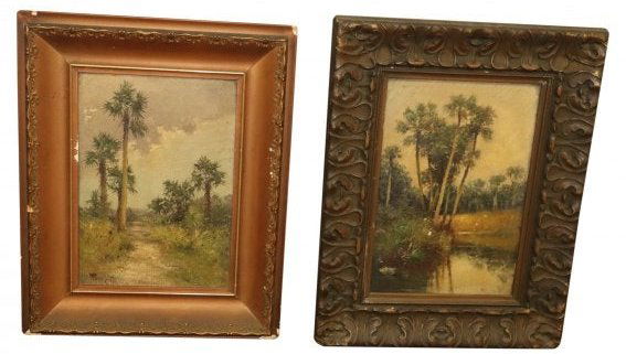 Antique Pair Of Oil Painting With Palm Trees Signed (1 of 6)