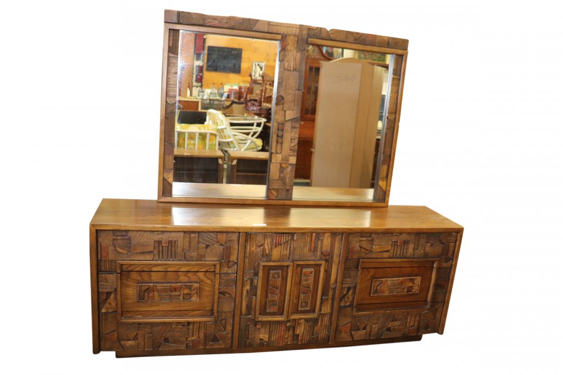 Lane Brutalist Long Bureau With Double Mirror (1 of 1)