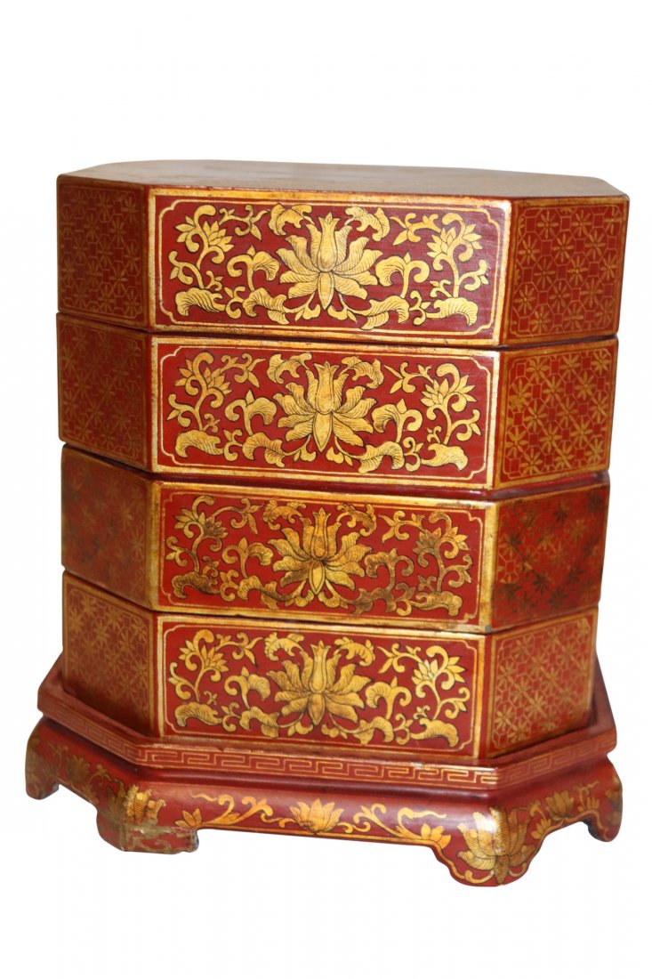 Chinese Red Lacquer Stacking Box (1 of 5)