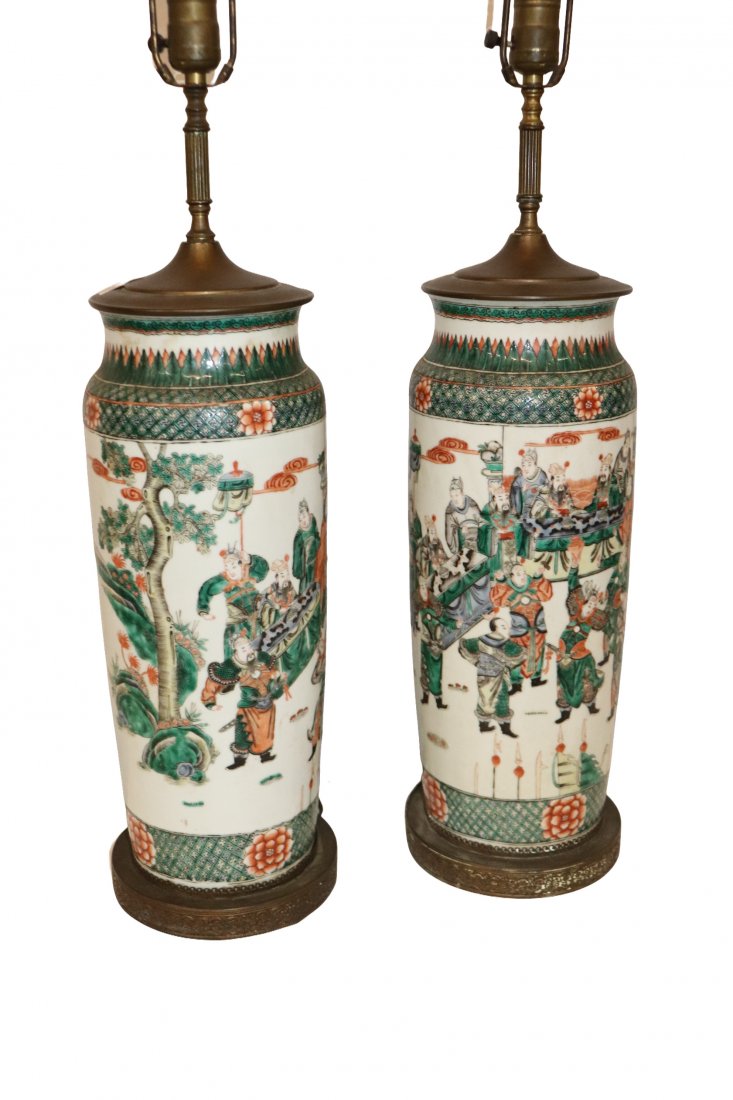 Asian Porcelain Famille Rose Pair of  Lamps (1 of 16)