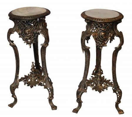 Pair of Marbled And Metal Base Pedestals (1 of 5)
