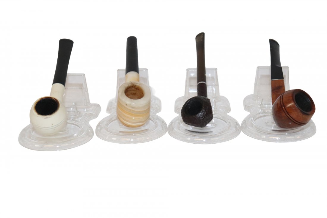 Collection of 4 Retro Briarwood & Stone Smoking Pipes (1 of 10)