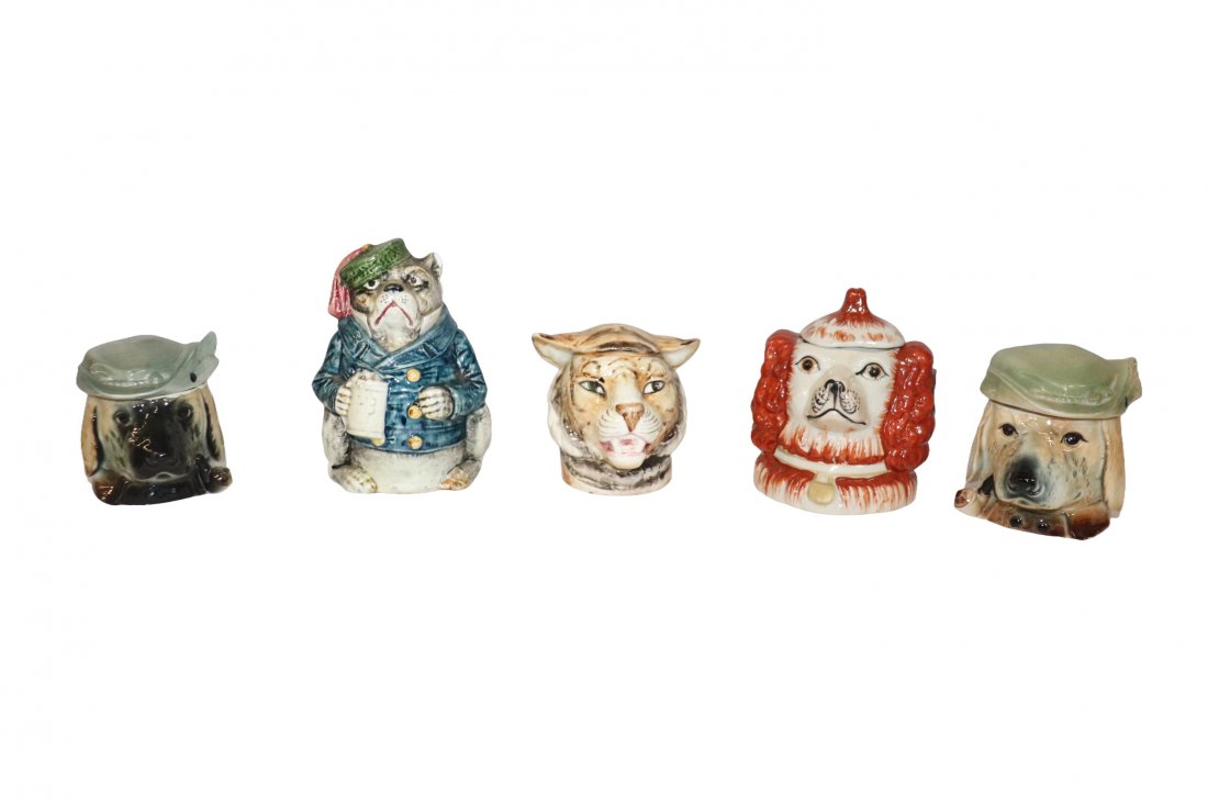 Collection of 5  Vintage Animal Head Tobacco Jars (1 of 16)