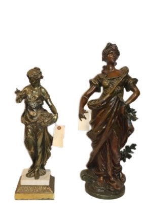 2  Tall Metal  Statues of Women Carrying Vines (1 of 6)