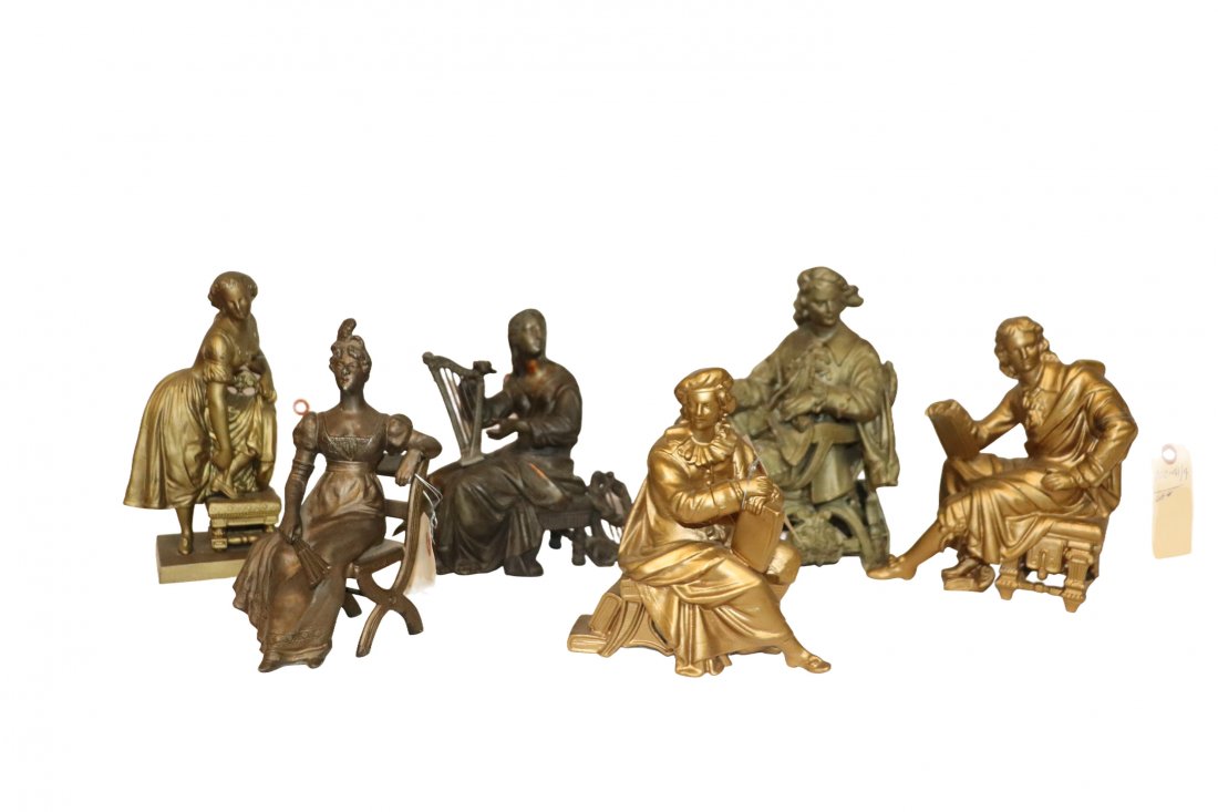 Collection of 6 Statues: Nice collection of 6 metal statues. Various poses and sizes. 3 male figures and 3 female. Please see photos for more detail