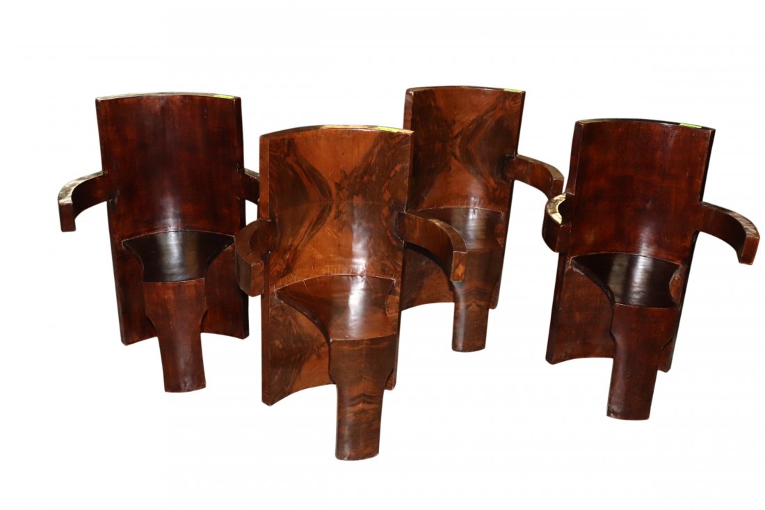 Set of 4 Art Deco Style Wood Dining Chairs (1 of 1)