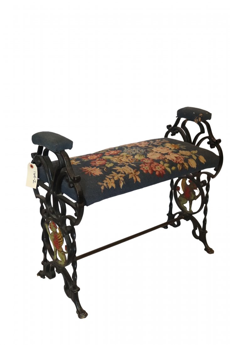 Vintage Cast Iron Needle Point Window Bench (1 of 5)