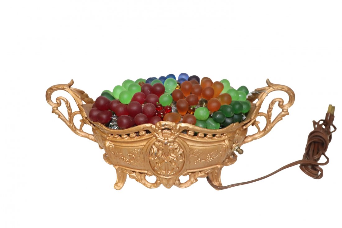 Fruit Basket Guiled Metal, & Czech Glass Shade (1 of 3)