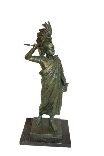 Roman Soldier Statue on Marble Base (1 of 4)