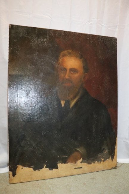 Vintage Oil On Canvas Portrait of Man: Vintage oil on canvas portrait. Very distinguished man with a beard. Overall dimensions 36 inches high x 28 inches wide. Fair condition. Please refer to photos for details.