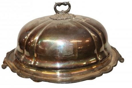 Large Armorial Covered Platter- Silver Plated (1 of 6)