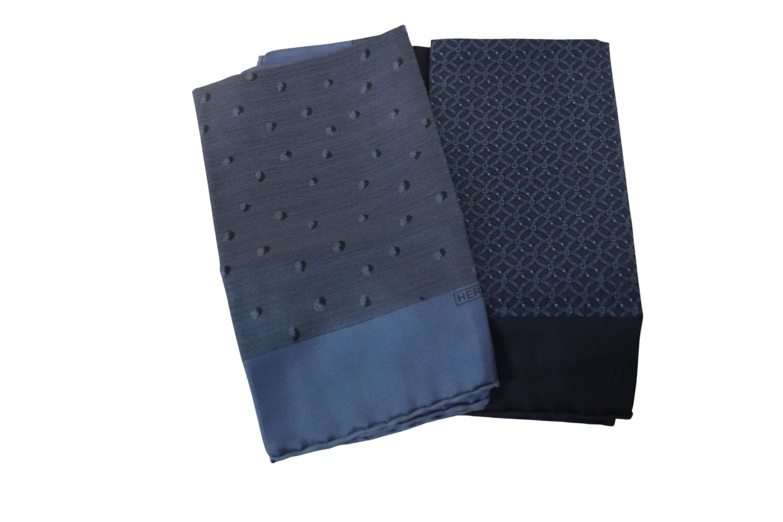 2 Classic Blue Hermes Pocket Squares (1 of 11)