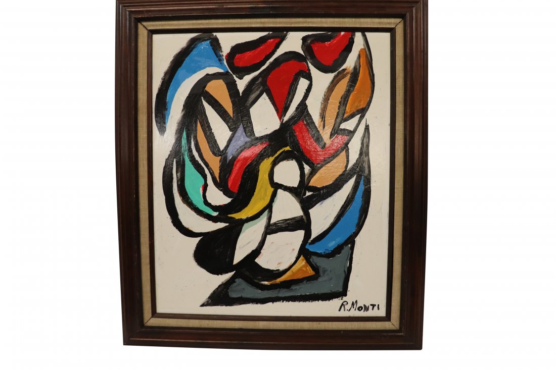 Signed R. Monti Mid Century Modern Abstract Art (1 of 4)