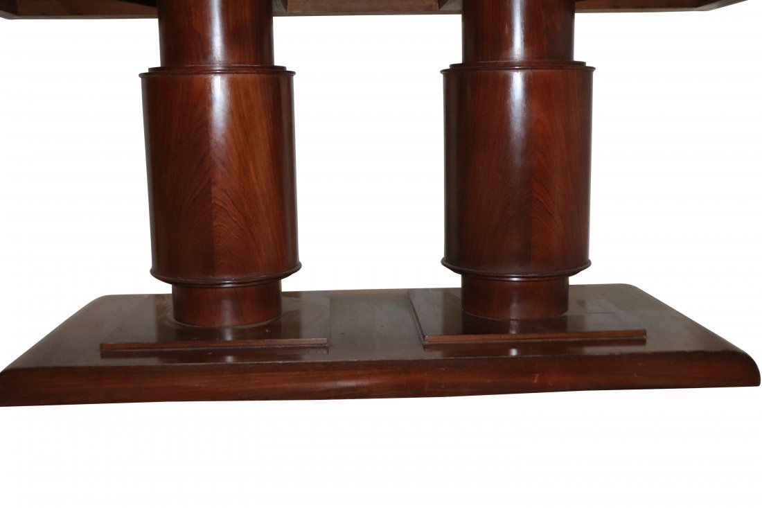 Rosewood French Deco Marble Top Table: French Deco Marble top and rosewood center table. Dimensions: 24 inches deep x 46 inches wide x 23 inches high. Please review all photos posted for this listing. We encourage all bidders to request a 