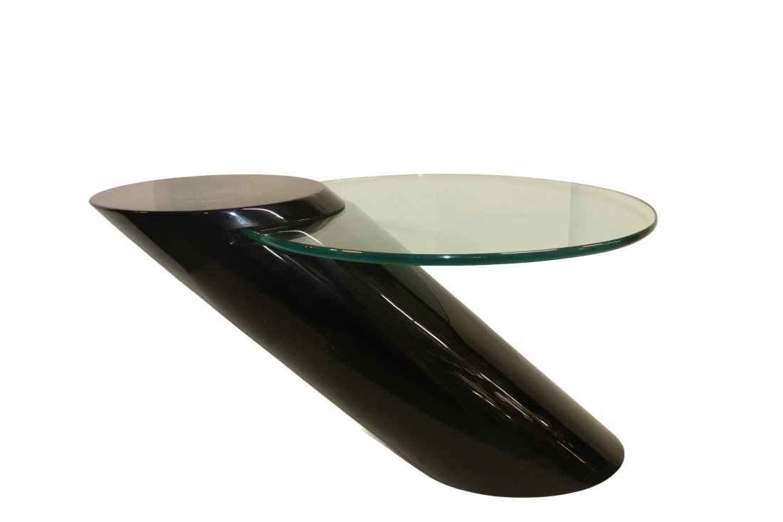 MCM Oval Glass Top Cantilevered Side Table (1 of 5)