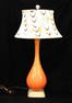 MCM Orange Venetian  Glass Lamp w/ shade.