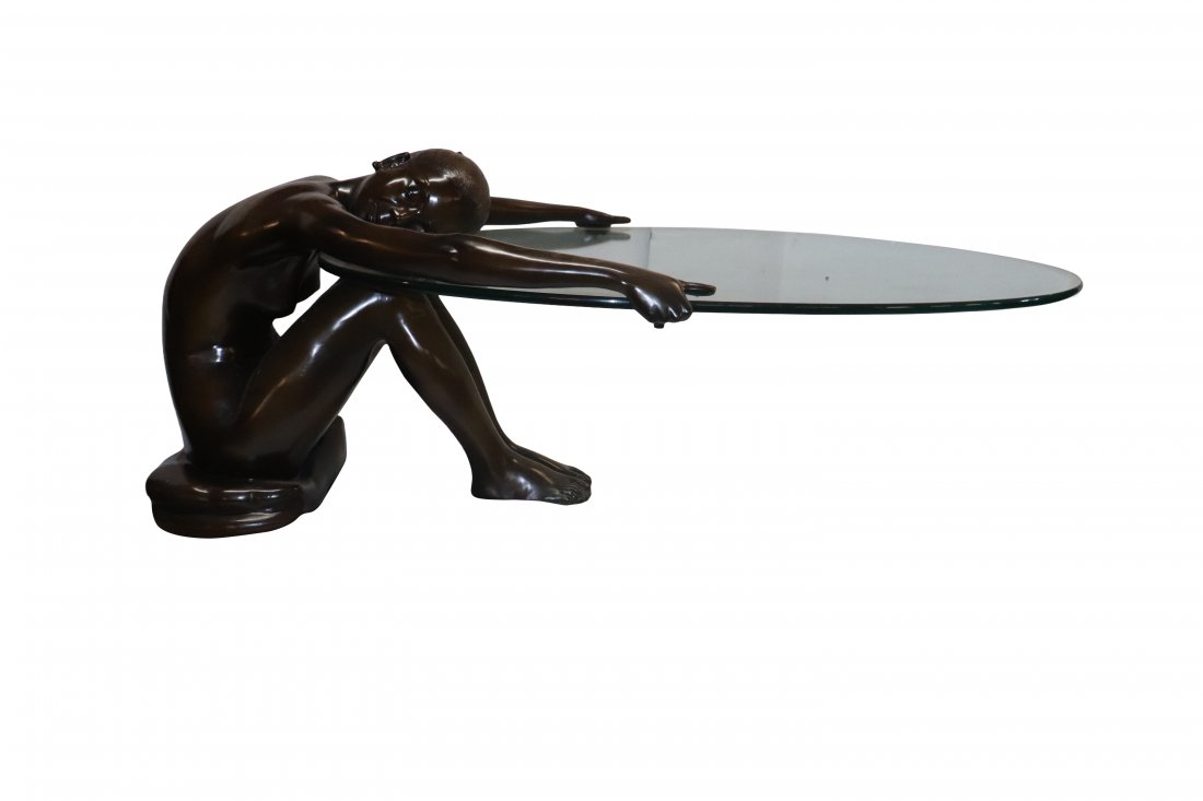 Art Deco Style Ballerina Sculptural Glass Coffee Table (1 of 5)