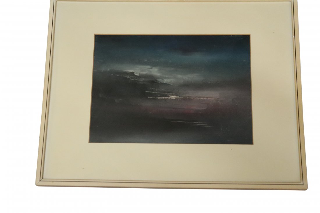 Signed Asian Print.  Dark Night Scene Sparks of White (1 of 3)