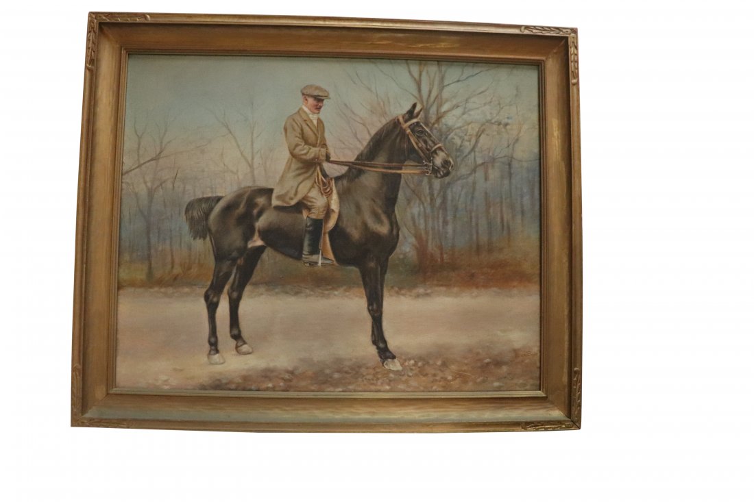Signed N. duBois Equestrian Portrait Oil on Canvas (1 of 5)