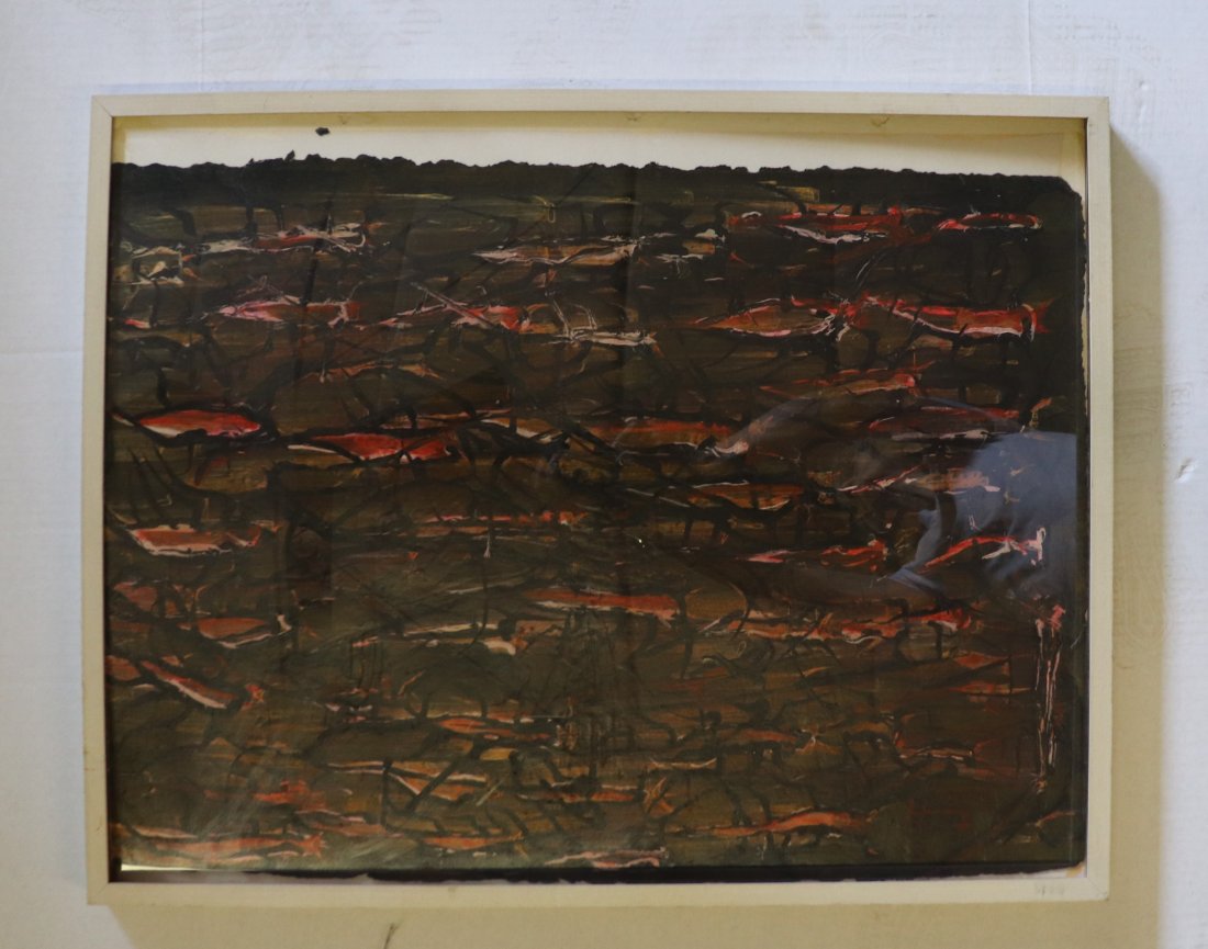 Sergio Hernandez Abstract Oil on Paper (1 of 4)