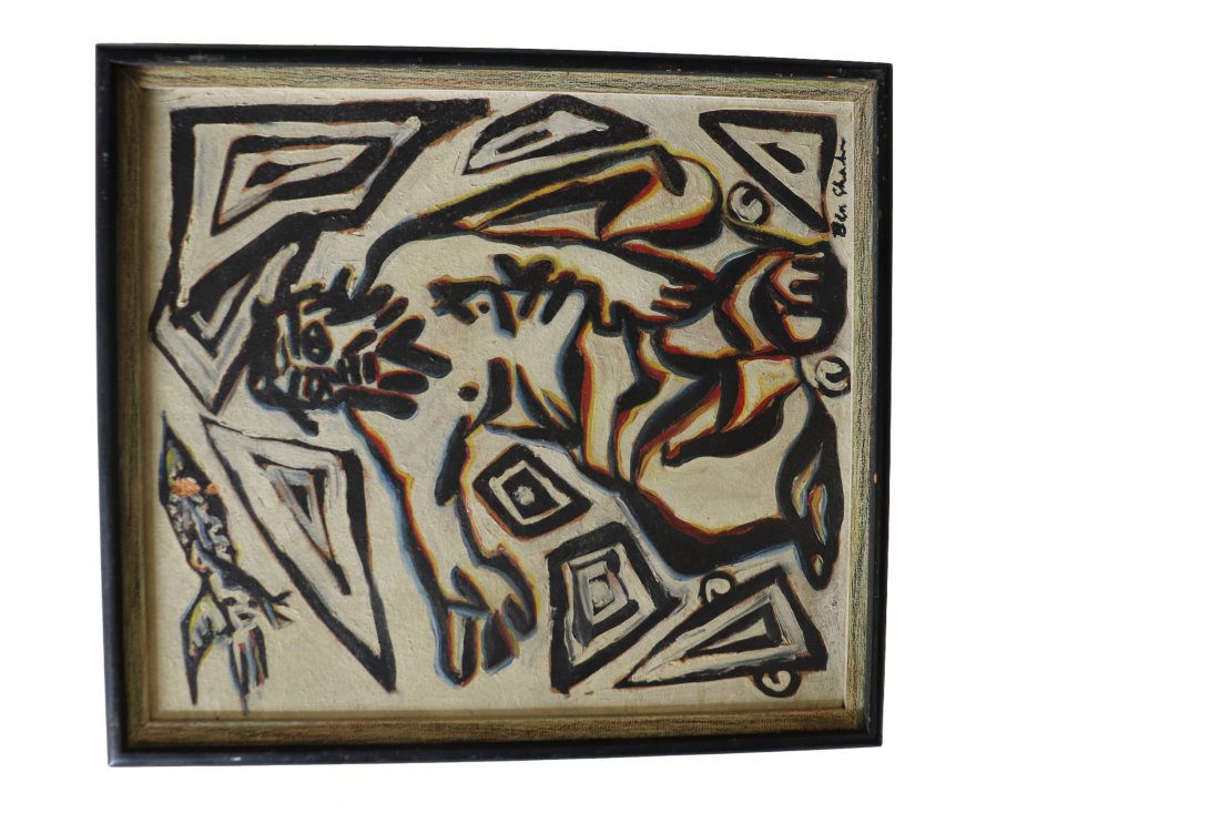 Abstract Black & white Cave Man & Bird Signed (1 of 4)