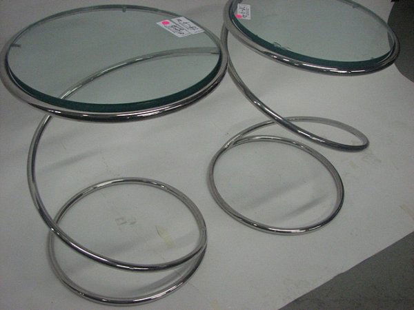 2 Eileen Gray Chrome Spring Tables: 2 Eileen Gray Chrome Spring Tables (18"hx15"w)
