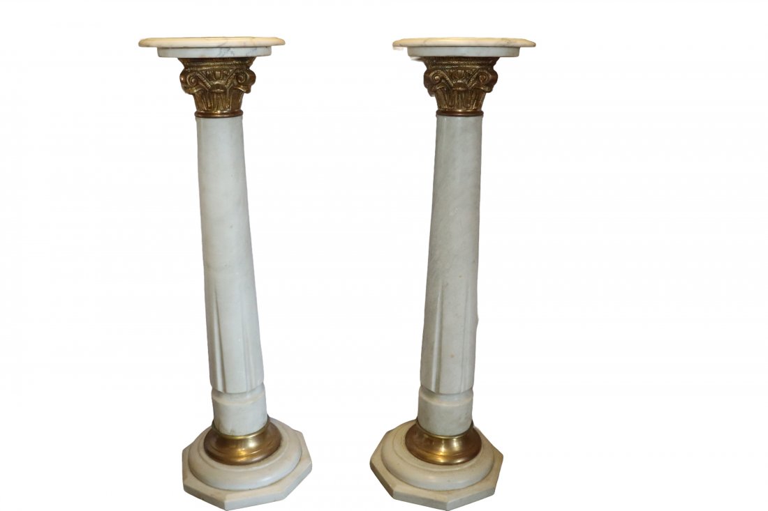 Set of Matching Marble & Brass Pedestals (1 of 3)