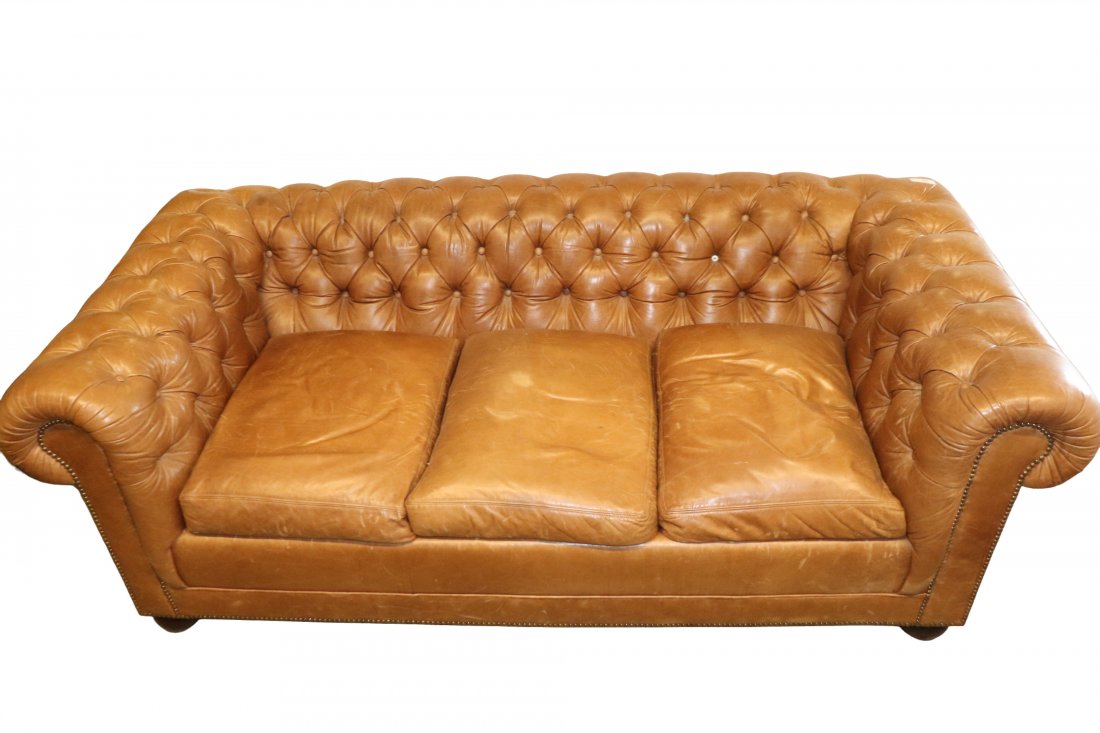 Chesterfield Sofa Cognac Brown Leather. (1 of 7)