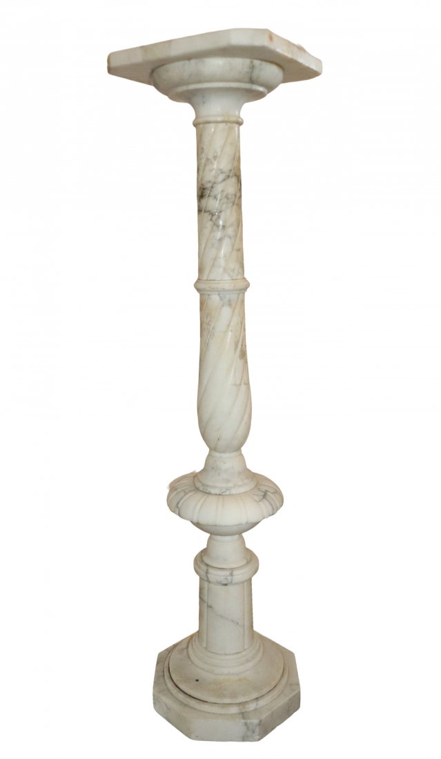 Tall Marble Pedestal White & Gray (1 of 3)