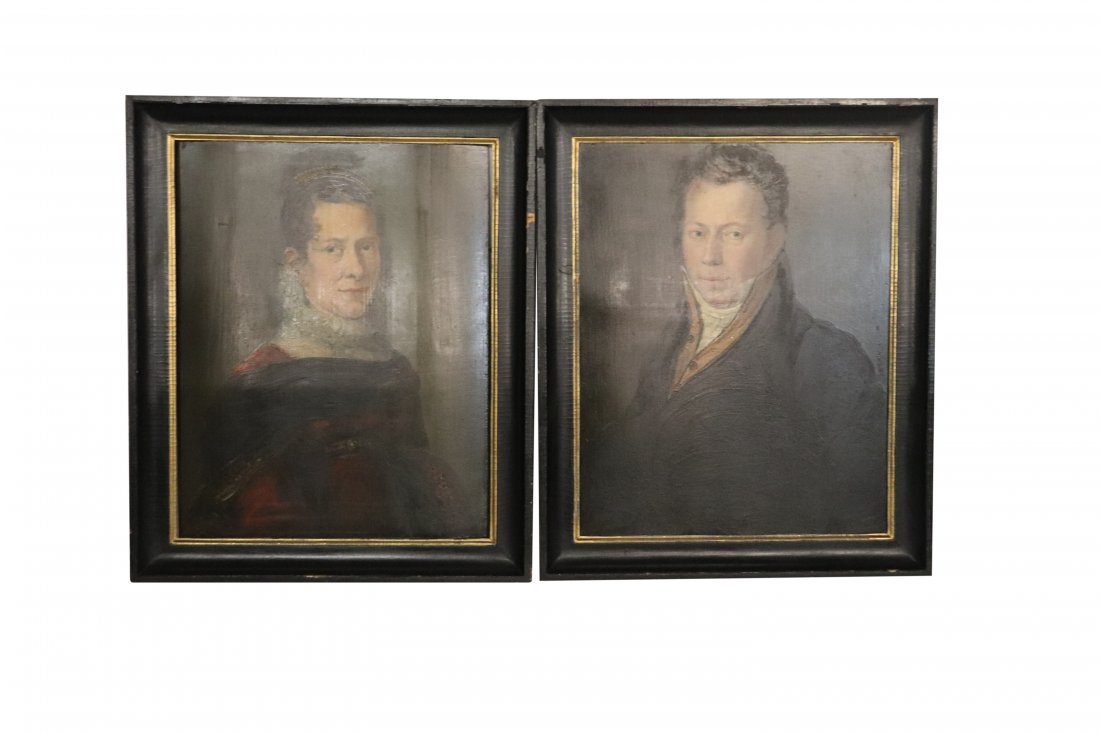 Pair Continental Signed Reinhardt  Portraits Circa 1820 (1 of 6)