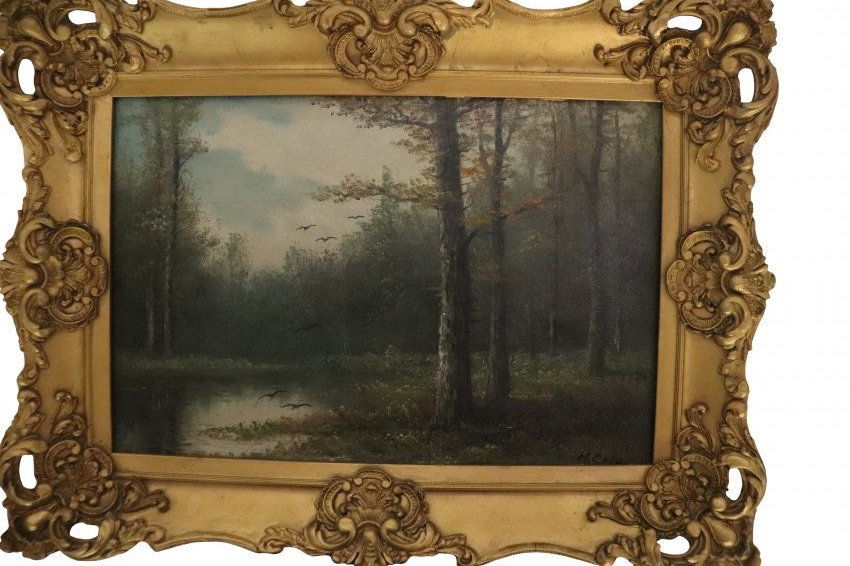 Wildlife Landscape, Geese Over lake. Signed M.Cole (1 of 4)