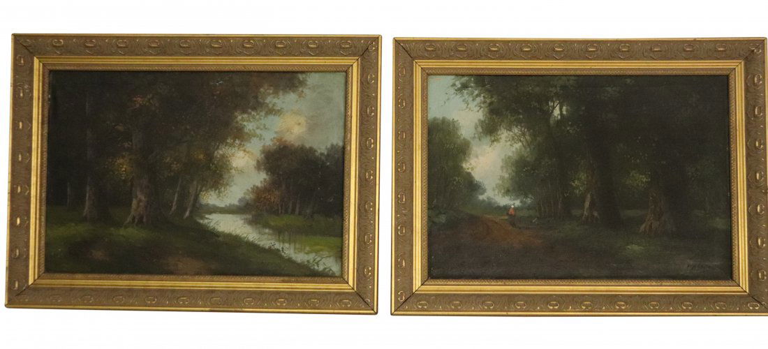 Pair Signed on Canvas Landscape scene & Lake Scene. (1 of 7)