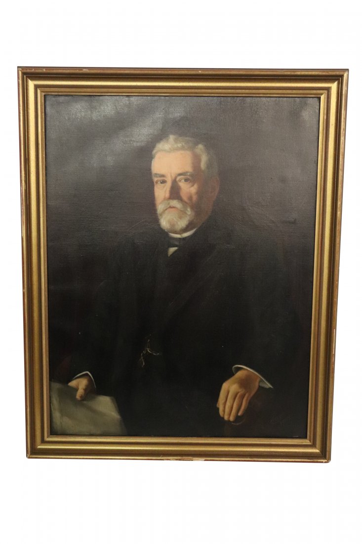 Scottish Portrait Oil on Canvas: Large Oil On Canvas Portrait. Distinguished Scottish man with a beard. 1907 C.OT. Dimensions: 40 inches high x 32 inches wide. Art Measures 36 inches high x 27 1/2 inches deep Please refer to photos f