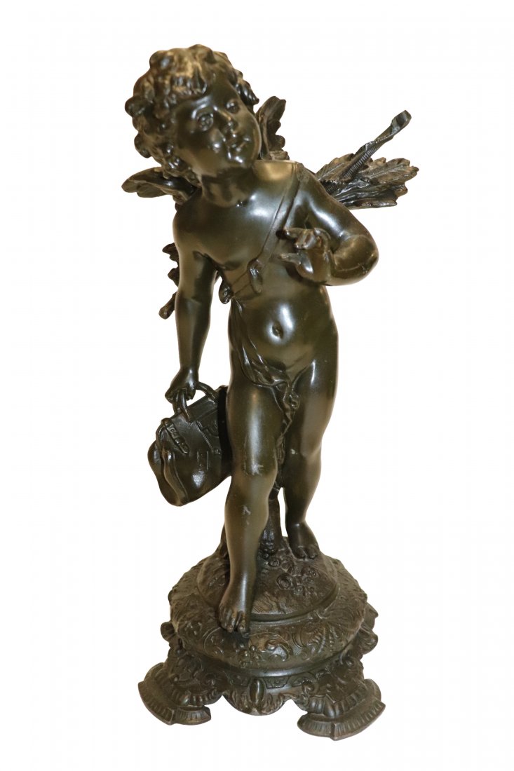 Metal Cherub Statue with Doctors Bag: Cherub Statue with Doctors Bag Dimensions: 17inches high x 8 1/2 inches wide x 7 1/2 inches deep. Art Measures 26 inches high x 21 inches deep Please refer to photos for more details. CONDITION Please