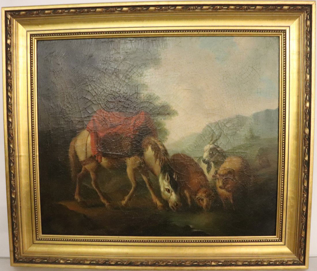 Farm Scene Painting with Animals.  Oil on canvas (1 of 5)