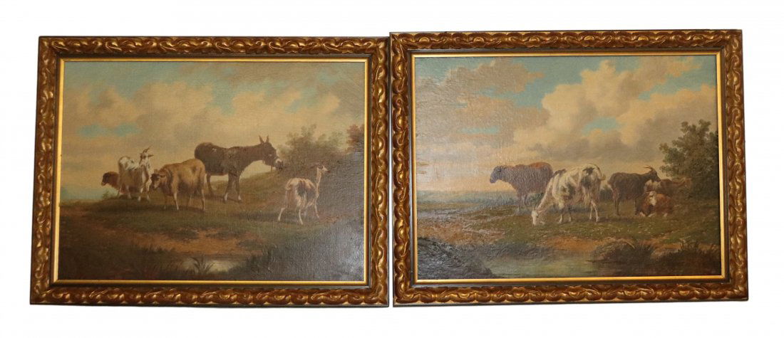 Set of Farm Animals Grazing Oil On Board Paintings (1 of 5)