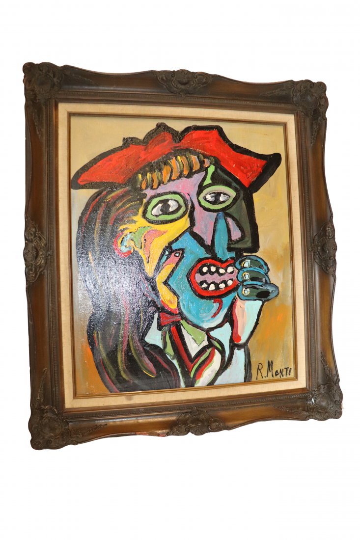 R. Monti Abstract Princess Painting.: R Monti Abstract Oil on Canvas. Abstract Princess Painting. Local Philadelphia Tristate Area Artist known for his abstract art and use of Vibrant Colors. , Dimensions: 30 inches high x 27 inches wide 