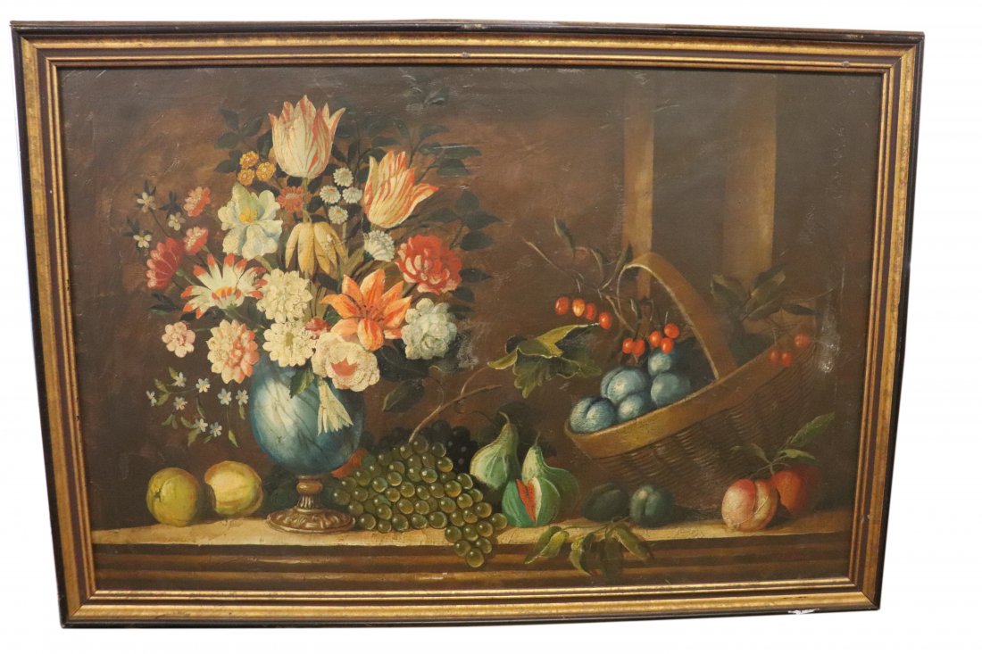 Signed Skilling Still Life Painting: A realist painting by William Skilling. A 20th century painter. William Skilling (Born 1940) is active/lives in New York / United Kingdom. Still life painting Dimensions: 27 inches high x 29 1/2 inche