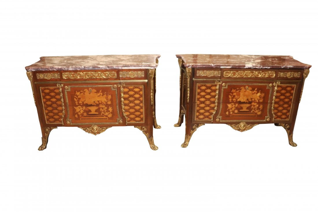 Pair of French Marble top Louis XV style Servers. (1 of 8)