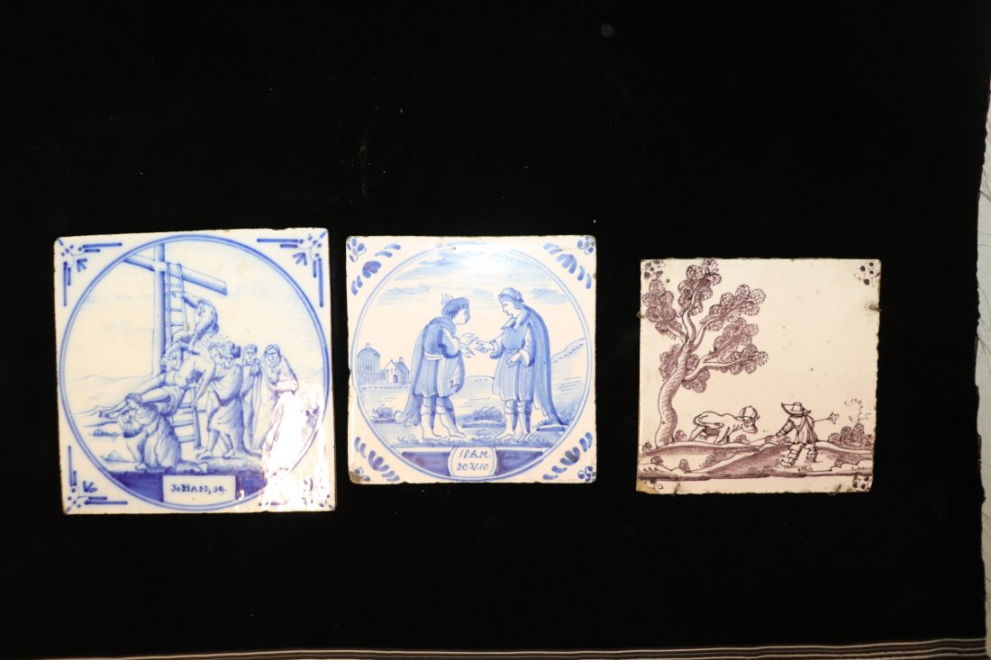 Three 18/19th Century Delft Tile Crucifixion (1 of 6)