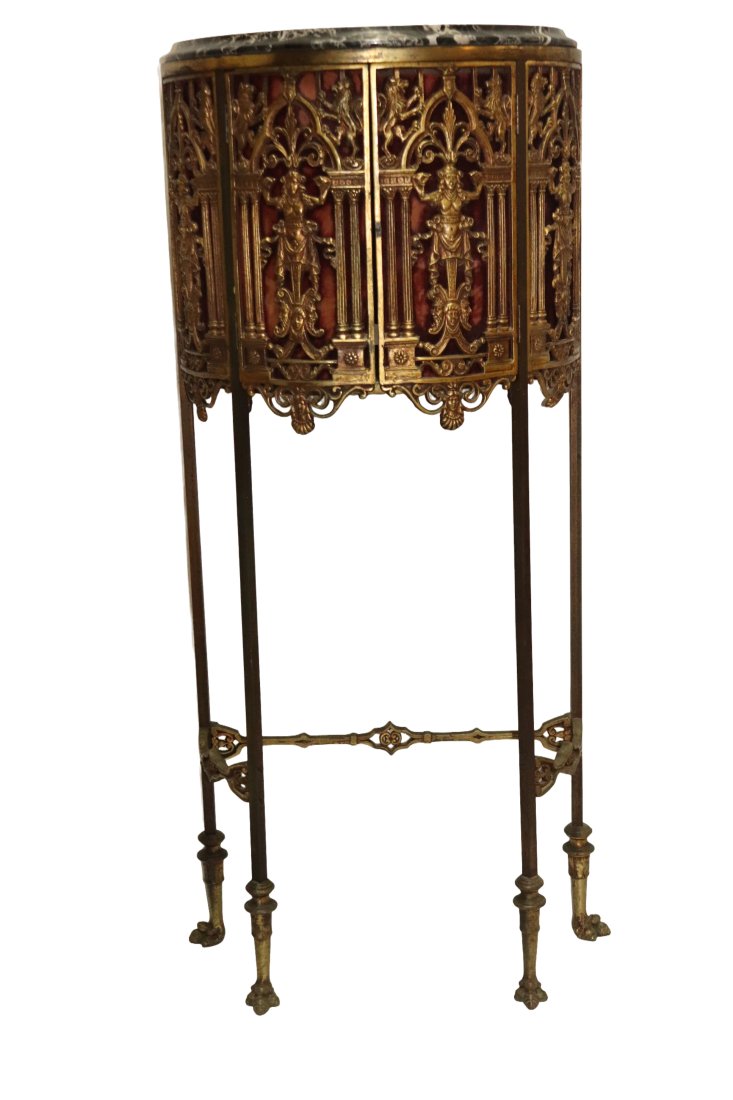 Oscar Bach Figural Bronze Marble Telephone Table (1 of 6)