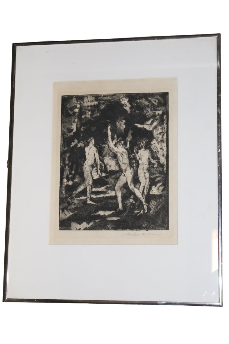 Arthur B. Davies Pencil signed Aquatint Nude: Arthur B. Davies Pencil signed Aquatint Nude Dimensions: 19 inches high x 15 1/2 inches wide. Art measures 7 /12 inches wide x 10 inches high Please refer to photos for more details. click on photo an