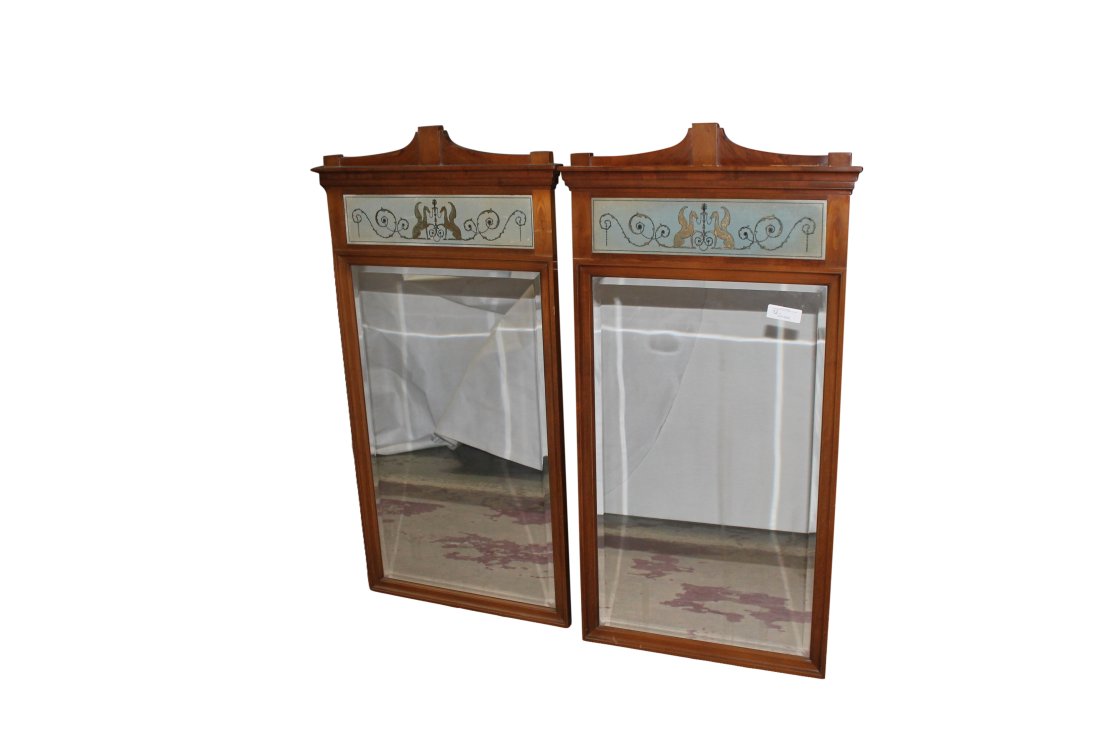 Set of Gilt Gold Wood Mirrors w/ Reverse Painted Glass Top (1 of 3)