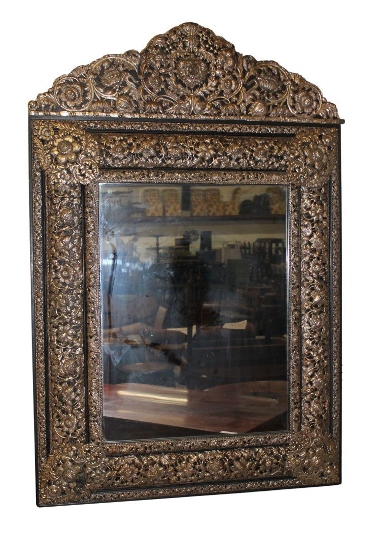 Dutch White Metal Repousse Mirror (1 of 5)