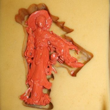 Chinese  late 19th Century Coral Lady Figure Sculpture (1 of 6)