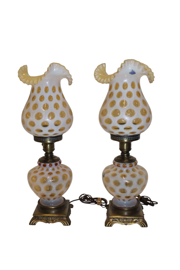 Fenton Gone With Wind Honeysuckle Opalescent Lamps (1 of 6)