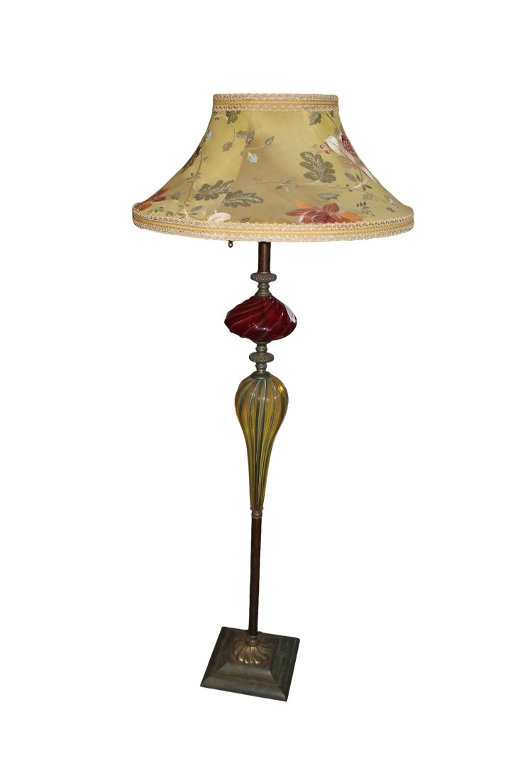 Murano Glass Floor Standing lamp & Embroidered Shade (1 of 4)